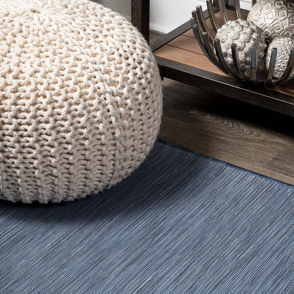 Ethan Blue Flatweave Synthetic 9' x 12' Area Rug