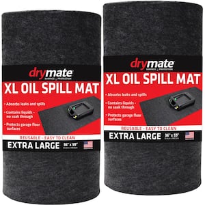3 ft. W x 4 ft. 11 in. L Charcoal Gray Commercial/Residential Polyester Garage Flooring Oil Spill Mat (2-Pack)