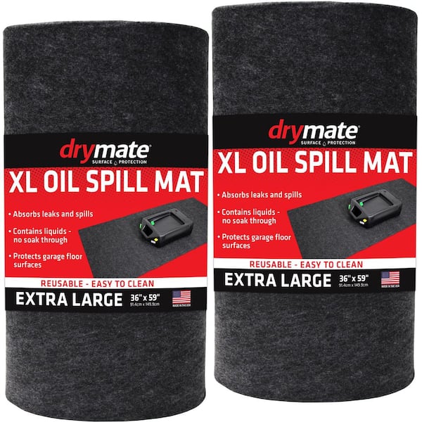 Drymate 3 ft. W x 4 ft. 11 in. L Charcoal Gray Commercial/Residential Polyester Garage Flooring Oil Spill Mat (2-Pack)