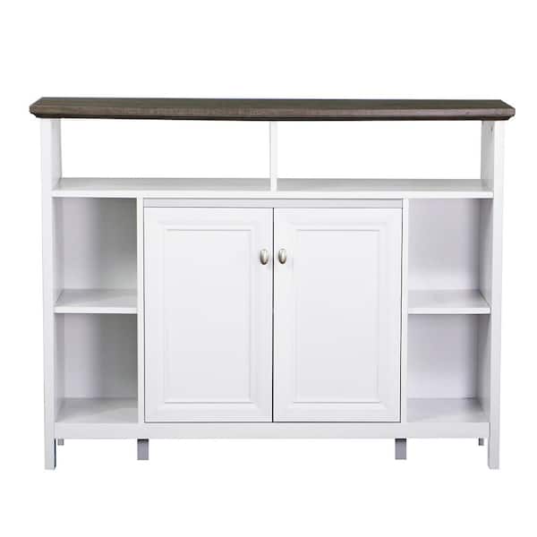 SAINT BIRCH Olivia 15.8 in. Gray Oak and White Rectangular Wood Console Table