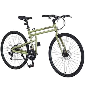 Green 21 Speed Hybrid bike Disc Brake 700C Road Bike, City Bicycle For Men Women's