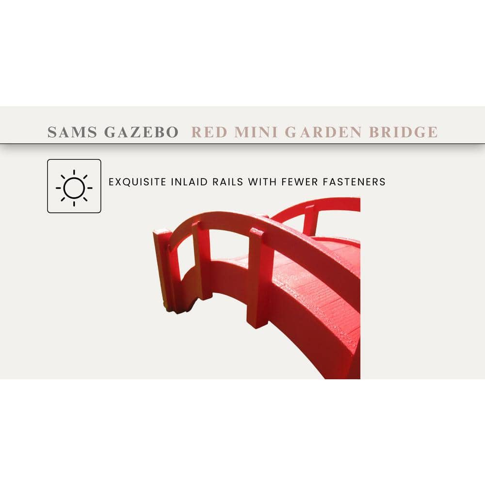 Miniature Red Wood Japanese Garden Bridge, 25"