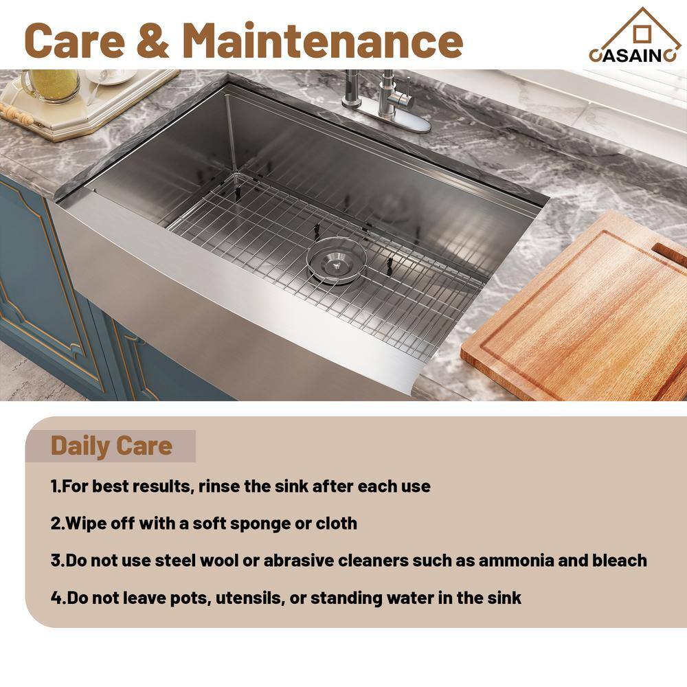 33" Brushed Stainless Steel Farmhouse Workstation Kitchen Sink