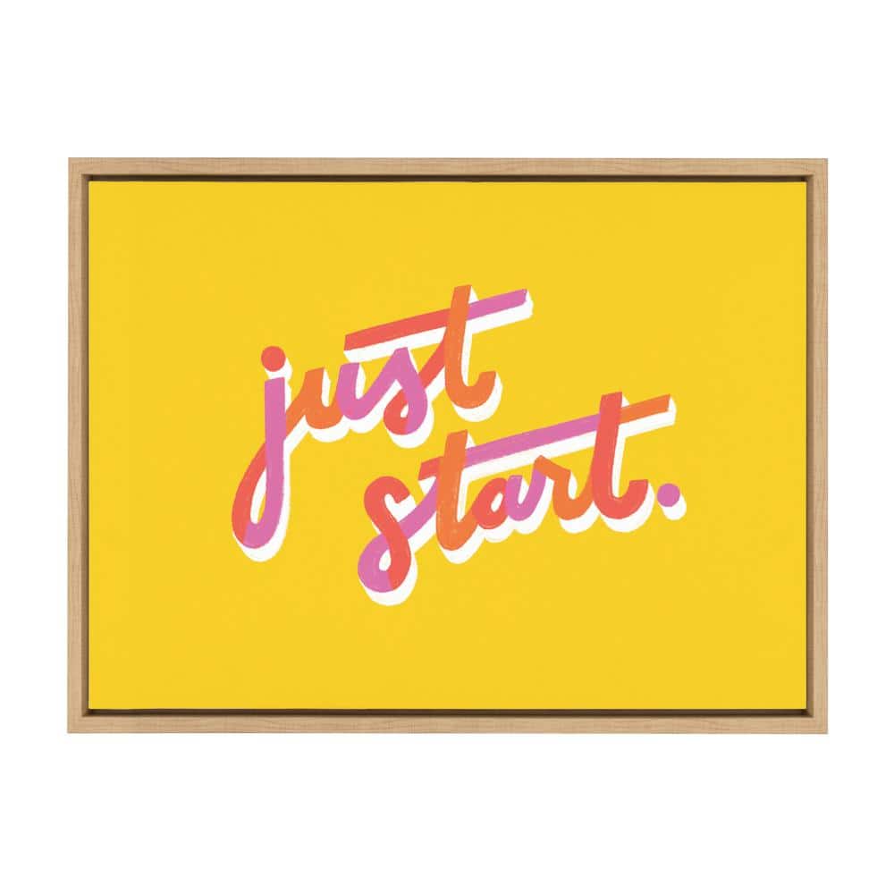 Yellow and Pink Motivational Quote Canvas Print with Natural Frame