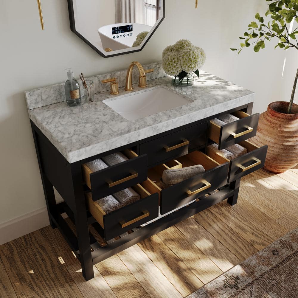Elizabeth 48'' Black Onyx Vanity with Marble Top