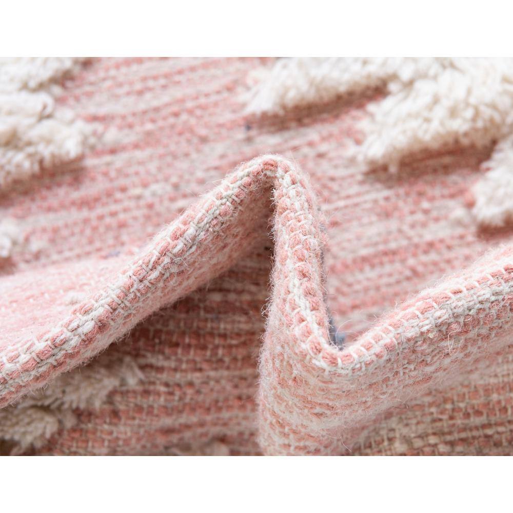 Handmade Pink Wool Geometric 6x9 Area Rug