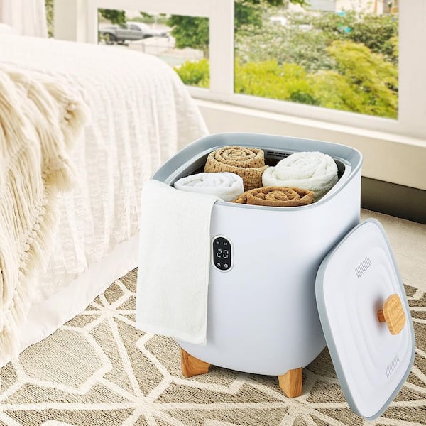 Towel Warmer 25L Towel Warmer Bucket with 2 Heating Modes, 20-90 Min Auto Shut Off, 2 Towel Racks Electric Plug-ln White