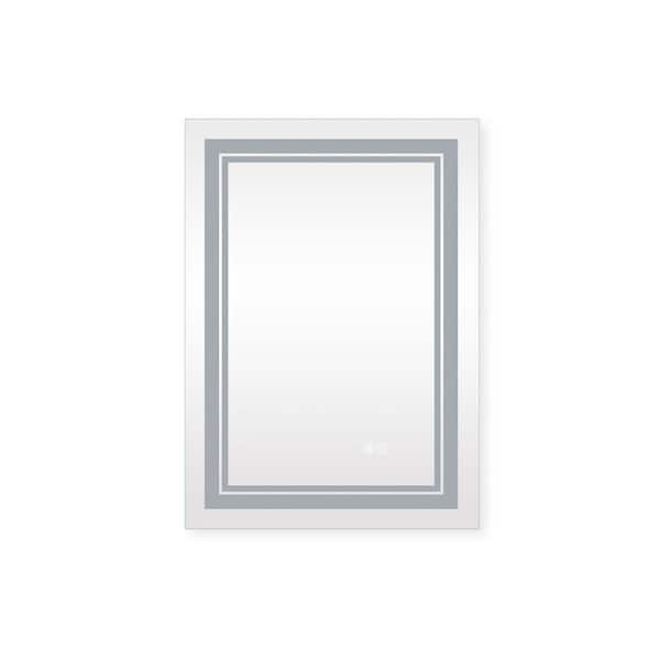 Unbranded 20 in. W x 28 in. H Rectangular Frameless LED Wall Mounted Bathroom Vanity Mirror Anti-Fog with Touch Switch in Silver