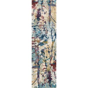 Fusion Cream/Multicolor 2 ft. x 8 ft. Abstract Contemporary Kitchen Runner Area Rug