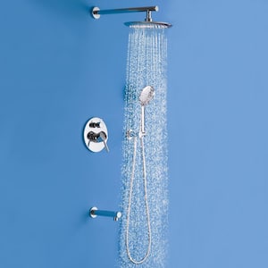 5-Spray Single Handle Wall Mount 9.5 in. Handheld Shower Head Shower Faucet 1.8 GPM Rain Shower Faucet in Chrome