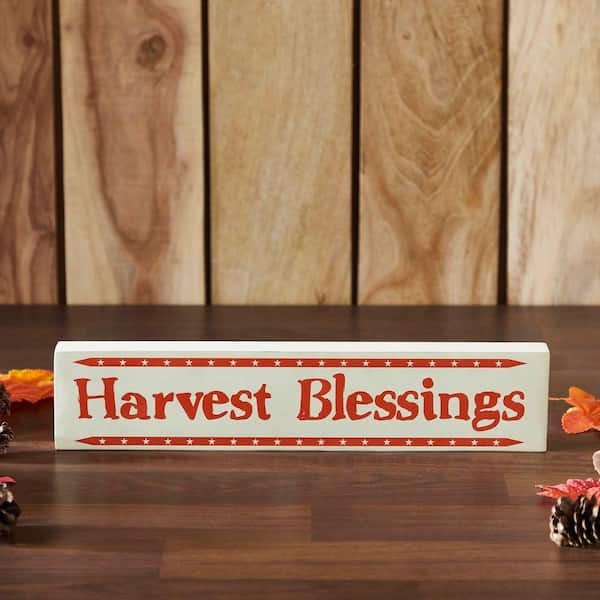 Harvest Blessings 3 in. x 14 in. with Mini Stars MDF Wall Art