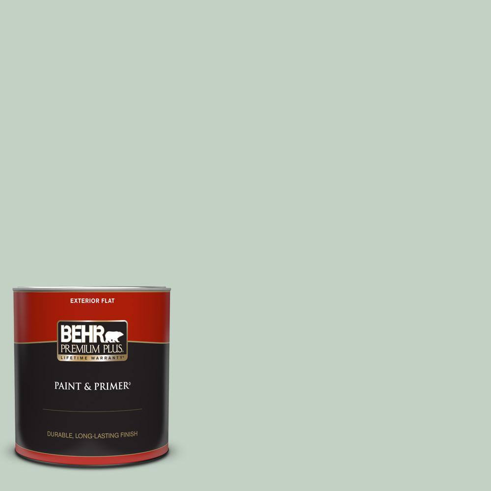 BEHR PREMIUM PLUS 1 qt. PPU1113 Frosted Jade Flat Exterior Paint