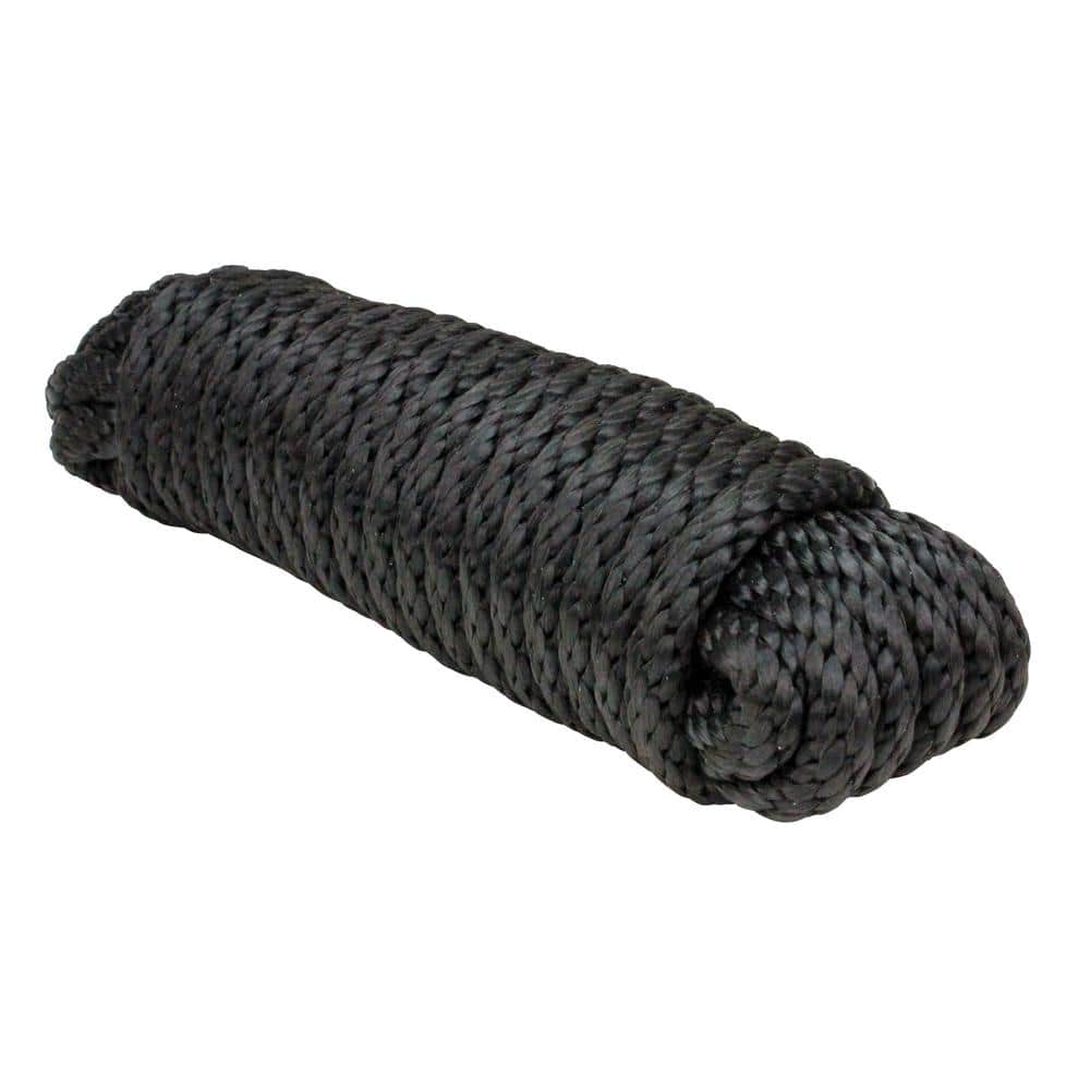 Extreme Max 5/8 in. x 100 ft. Solid Braid MFP Utility Rope in Black ...