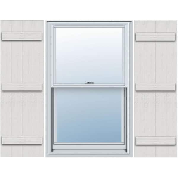 Ekena Millwork Timberthane 21.5 in. W x 70 in. H Joined Four Board Straight Top Polyurethane Board and Batten Shutters