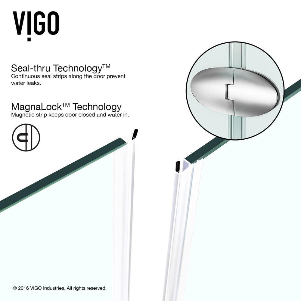 Gemini Frameless Neo-Angle Clear Glass Shower Enclosure with Brushed Nickel Hardware
