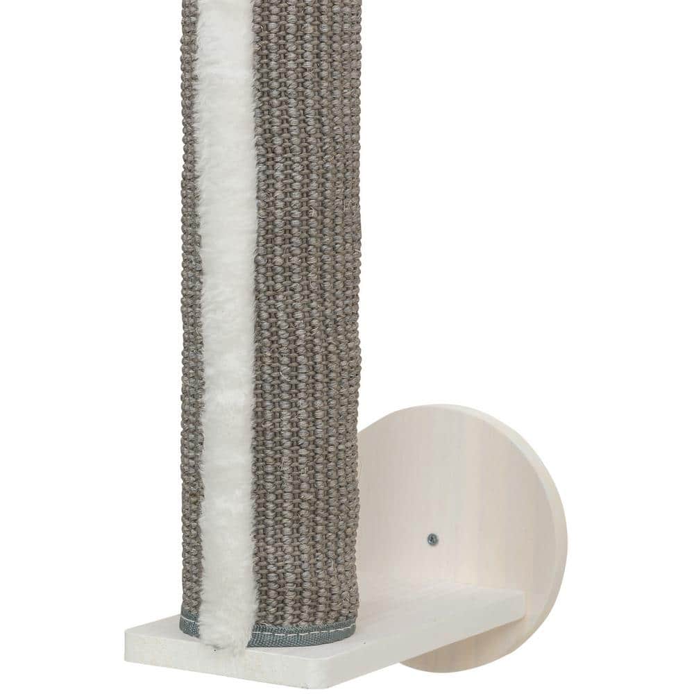 Wall Mounted Gray and White Sisal Cat Scratching Post with Perch