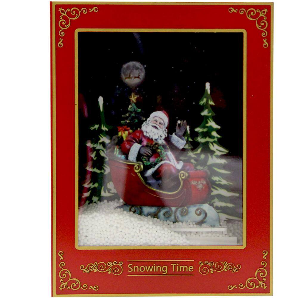 12 in. Christmas Book Shadowbox with Santa in Sleight with Music