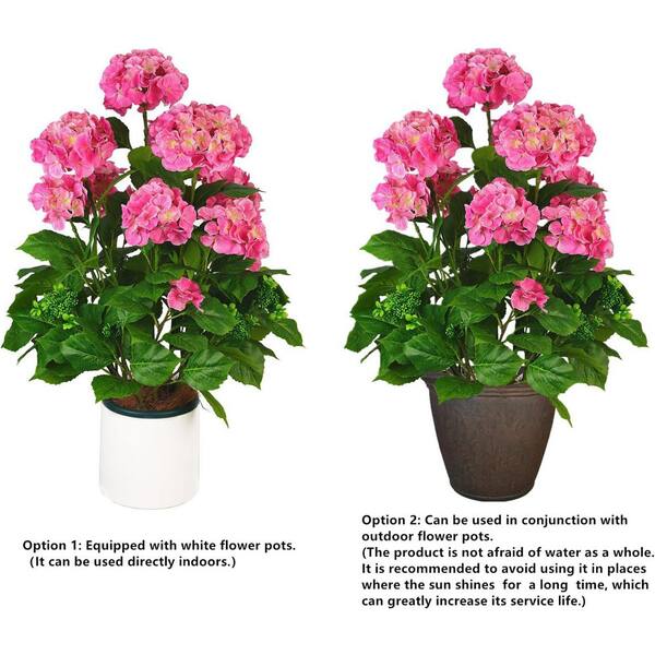 38 in. Artificial Hydrangea Tree in White Pot Indoor Outdoor