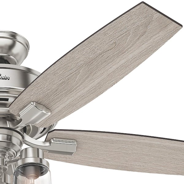 Hunter - Bennett 52 in. LED Indoor Brushed Nickel Ceiling Fan with 3-Light Kit and Handheld Remote Control