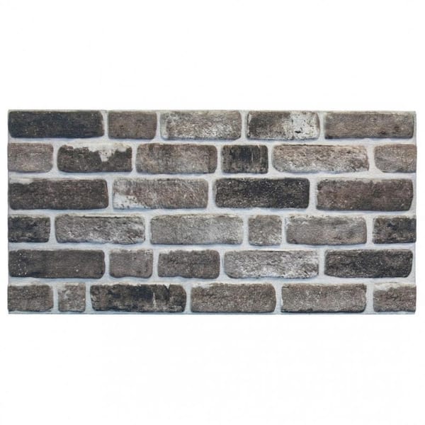Dundee Deco Falkirk Uffcott 4/5 in. x 3-1/4 ft. x 1-3/5 ft. Grey Black Faux Brick Styrofoam 3D Decorative Wall Panel (5-Pack)
