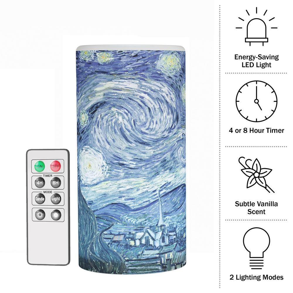 Van Gogh Starry Night Lighted Canvas and LED Candle Set