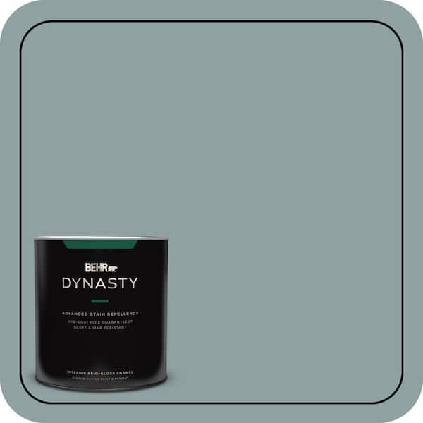 BEHR DYNASTY 1 qt. #N440-4 October Sky One-Coat Hide Semi-Gloss Enamel Interior Stain-Blocking Paint and Primer
