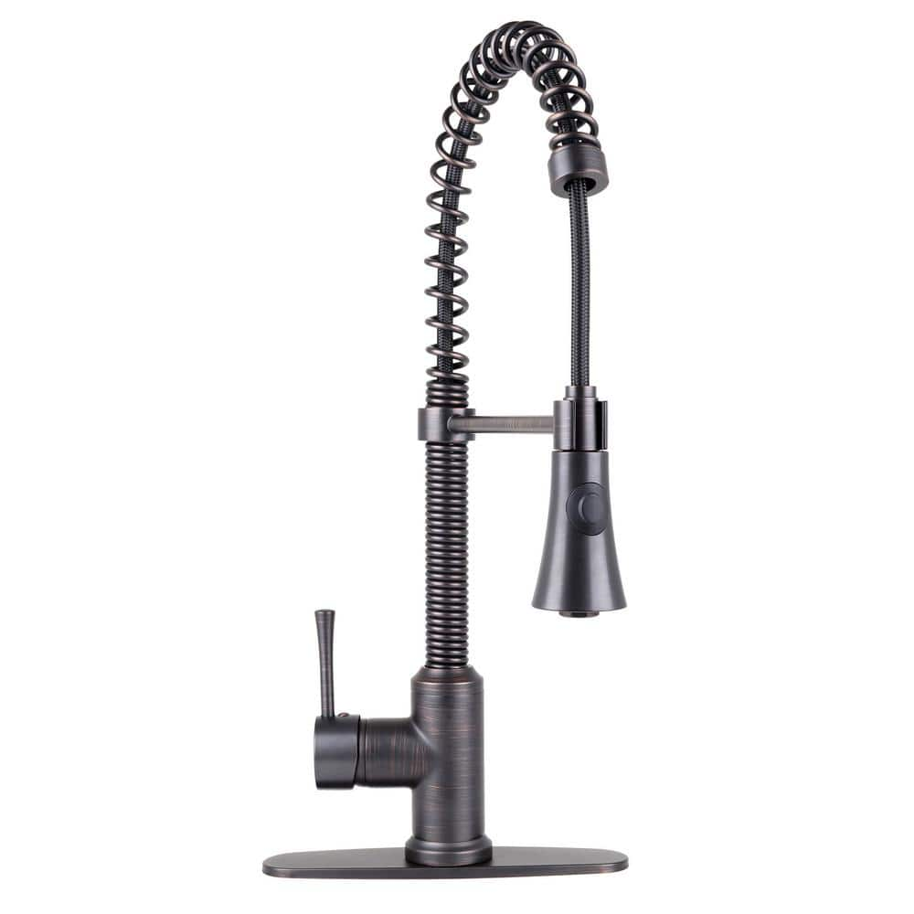 Fontaine By Italia Residential Spring Kitchen Faucet With Cone Spray Head And Deck Plate In Oil 4718