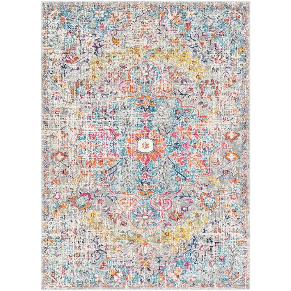 Green Polypropylene 5 ft. x 7 ft. Floral Indoor/Outdoor Area Rug