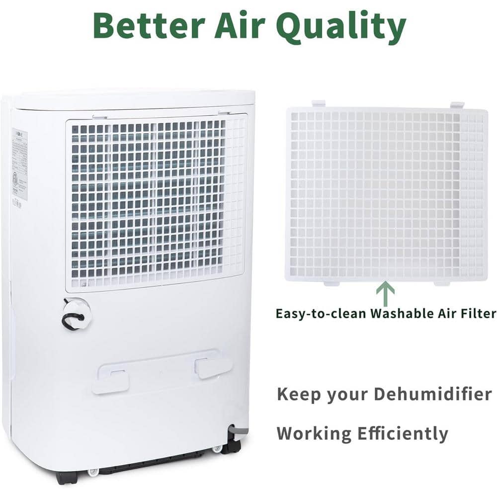Uhome 120 Pints White Digital Dehumidifier with Drain Hose