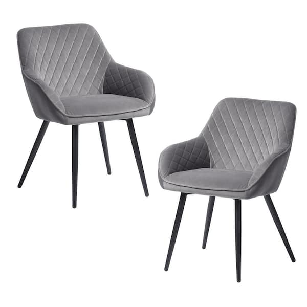 Homy Casa Grey Velvet Dining ArmChair
