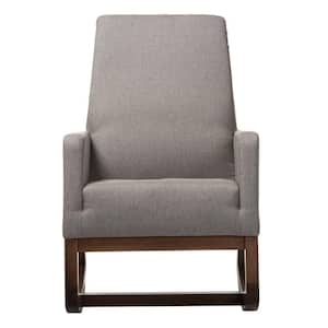 Yashiya Mid-Century Gray Fabric Upholstered Rocking Chair
