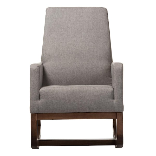 Baxton Studio Yashiya Mid-Century Gray Fabric Upholstered Rocking Chair
