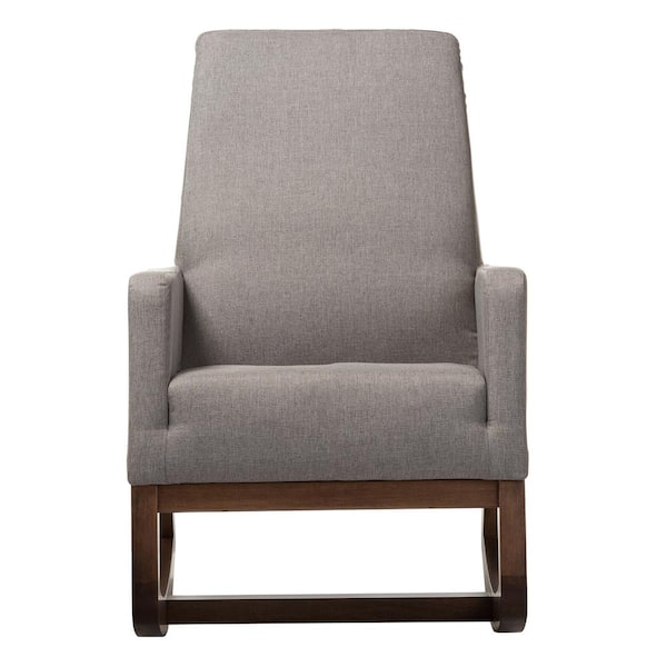 Baxton Studio Yashiya Mid Century Gray Fabric Upholstered Rocking