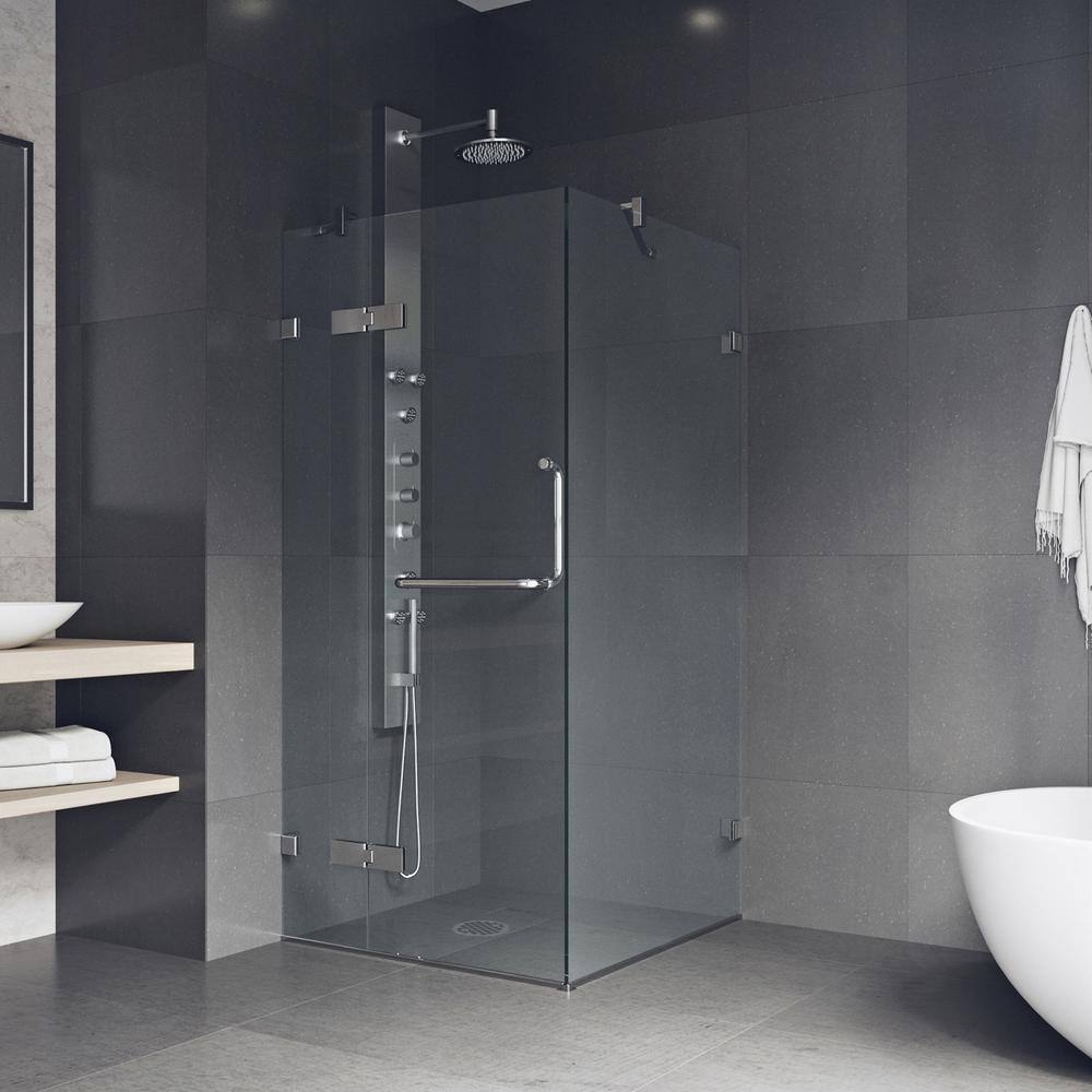 Monteray 46" Frameless Clear Glass Shower Enclosure with Brushed Nickel Hardware