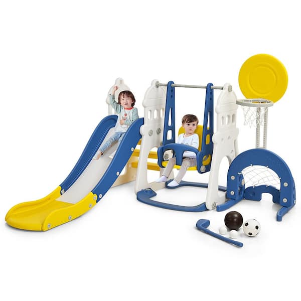 Toddler First Climber with Slide Yard Outdoor Playset Kids Activity Center Blue 