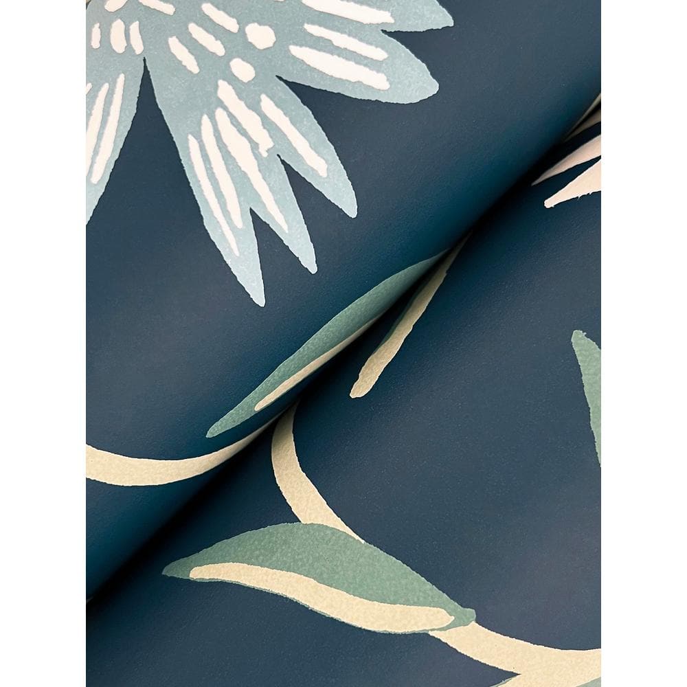 Navy Floral Non-Pasted Washable Wallpaper