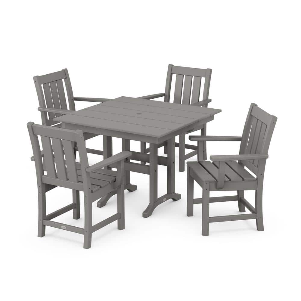 Oxford 5-Piece Farmhouse Plastic Square Outdoor Dining Set in Slate Grey price history on PriceWatchPro