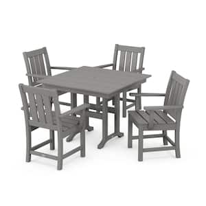 Oxford 5-Piece Farmhouse Plastic Square Outdoor Dining Set in Slate Grey