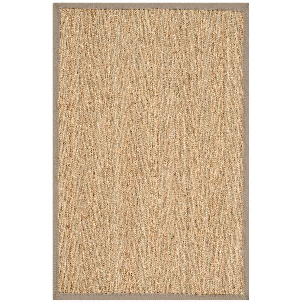 Natural Fiber Gray and Beige Seagrass Area Rug 2' x 3'