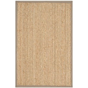 Natural Fiber Beige/Gray Doormat 2 ft. x 3 ft. Border Area Rug