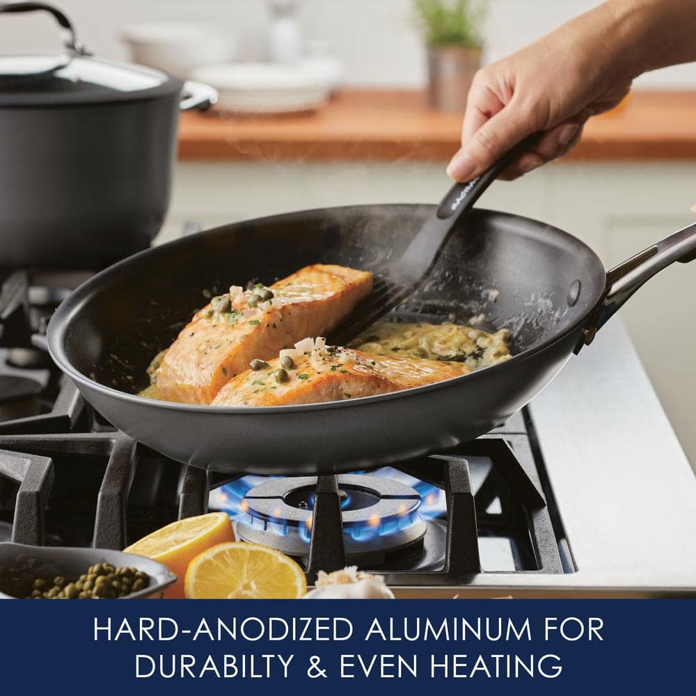 12.5-Inch Black Aluminum Nonstick Frying Pan with Ceramic Coating