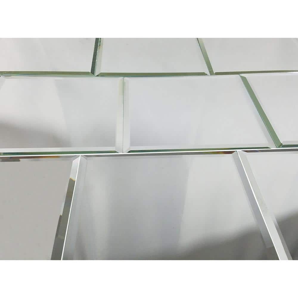 Silver Beveled Glass Mirror 8x8 Peel and Stick Wall Tile