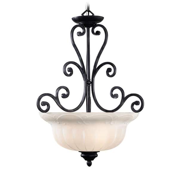 Livex Lighting Providence 3-Light Distressed Iron Incandescent Ceiling Pendant