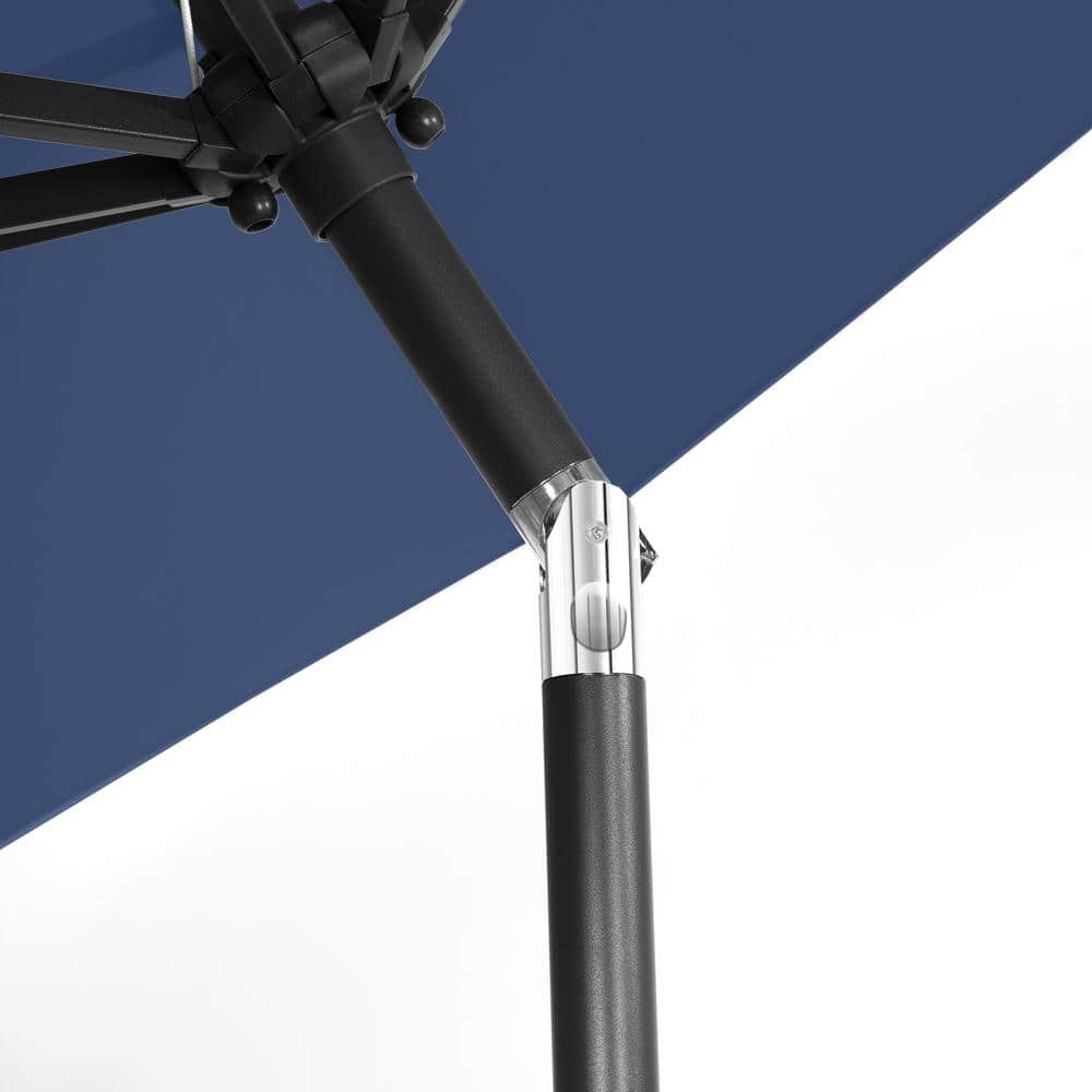 Navy Blue 9-Foot Solar LED Lighted Patio Umbrella with Steel Frame