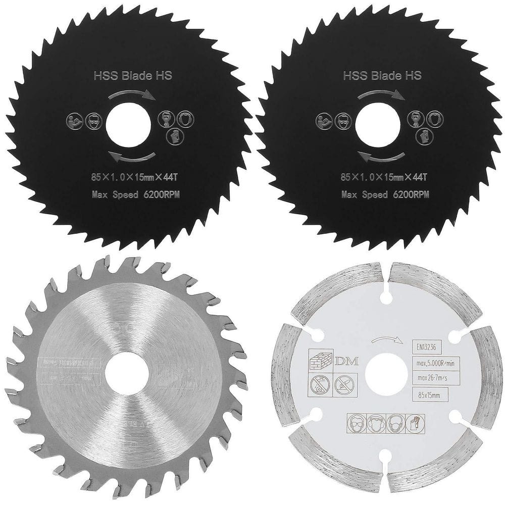 3-3/8 in. 24Tooth Wood Cutting Carbide Saw Blade, 44Tooth Metal Cutting HSS Blade, 60G Diamond Tile Cutting Blade,4-Pack price history on PriceWatchPro