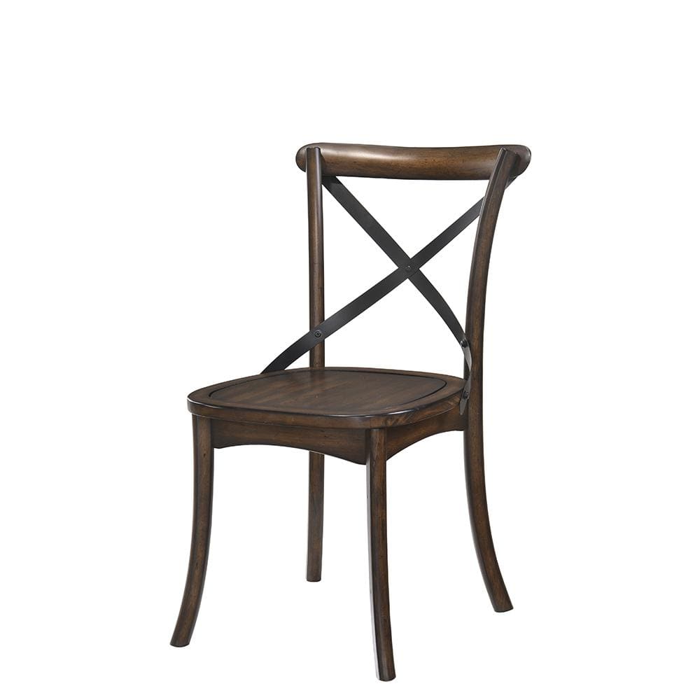 Dark Oak and Black Cross Back Dining Side Chair Set