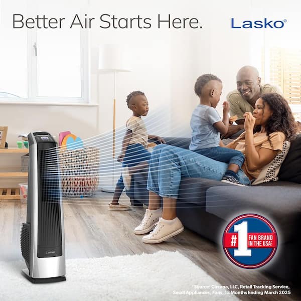 35 in. 3 Speed High Velocity Tower Fan for Home in Silver, 509 CFM, 60° Oscillation, Timer and Remote, 11.9 in. Dia.