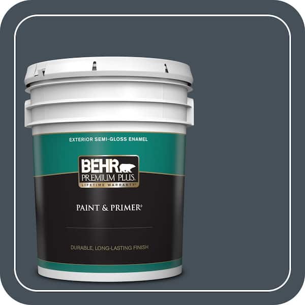 BEHR PREMIUM PLUS 5 gal. #PPF-48 Evening Storm Semi-Gloss Enamel Exterior Paint & Primer