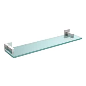 Montero 22 in. L x 2 in. H x 5-3/4 in. W Clear Glass Vanity Bathroom Shelf in Polished Chrome