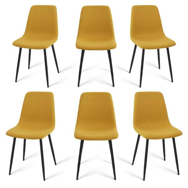LAOTIES Upholstered Yellow Dining Side Chair (Set of 6)